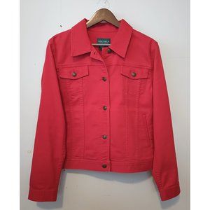 Lauren Jeans Co. Red Stretch Denim Jean Jacket size L Large Women's Ralph Lauren